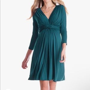 Seraphine knot front green maternity dress